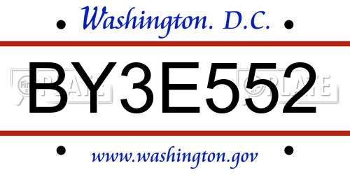 BY3E552 District Of Columbia License Plate