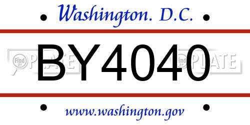 BY4040 District Of Columbia License Plate