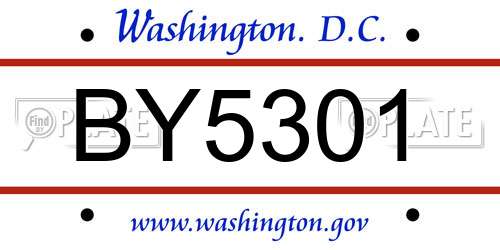 BY5301 District Of Columbia License Plate