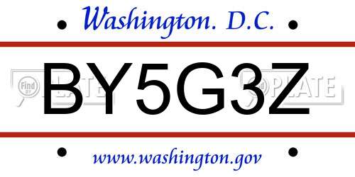BY5G3Z District Of Columbia License Plate