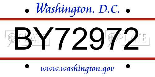 BY72972 District Of Columbia License Plate
