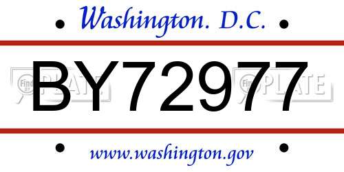 BY72977 District Of Columbia License Plate