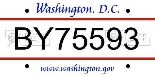BY75593 District Of Columbia License Plate