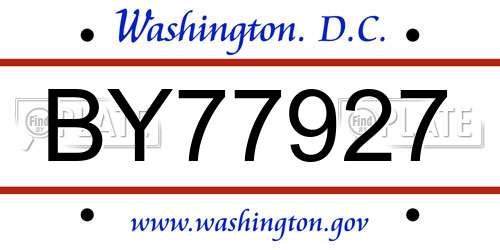 BY77927 District Of Columbia License Plate