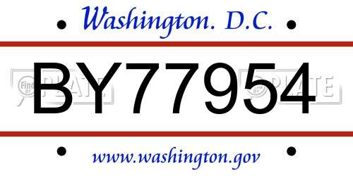 BY77954 District Of Columbia License Plate