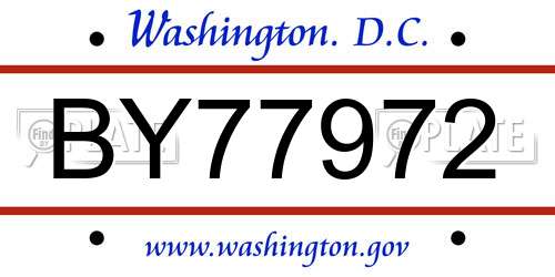 BY77972 District Of Columbia License Plate