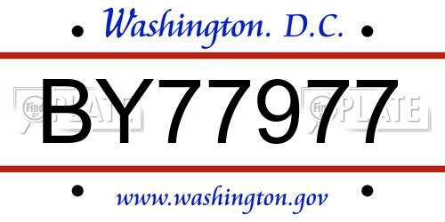 BY77977 District Of Columbia License Plate
