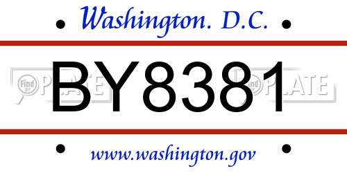 BY8381 District Of Columbia License Plate