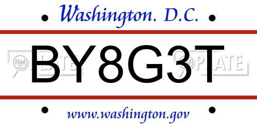 BY8G3T District Of Columbia License Plate
