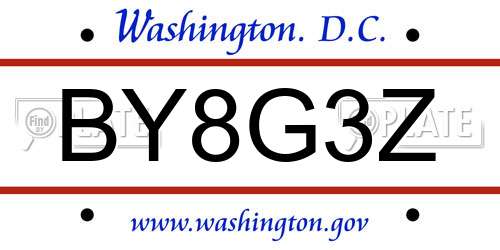 BY8G3Z District Of Columbia License Plate