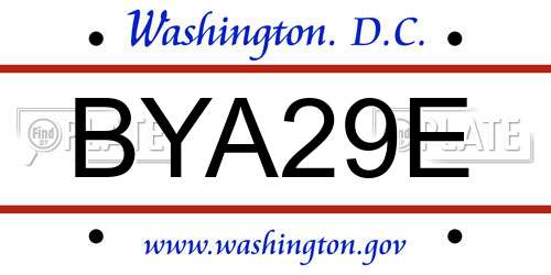 BYA29E District Of Columbia License Plate