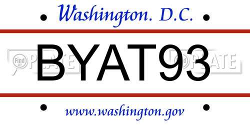 BYAT93 District Of Columbia License Plate