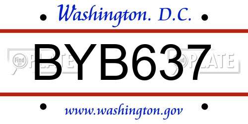 BYB637 District Of Columbia License Plate