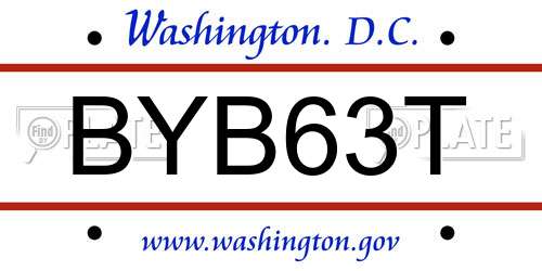 BYB63T District Of Columbia License Plate