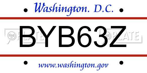 BYB63Z District Of Columbia License Plate
