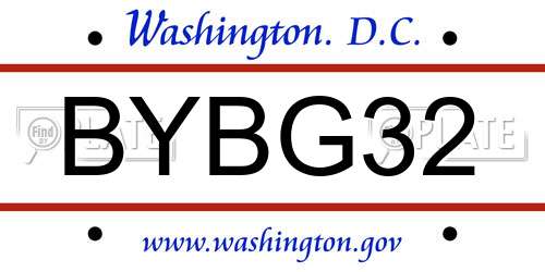 BYBG32 District Of Columbia License Plate