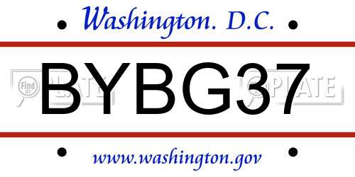BYBG37 District Of Columbia License Plate