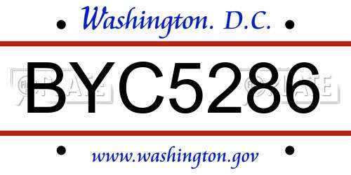 BYC5286 District Of Columbia License Plate