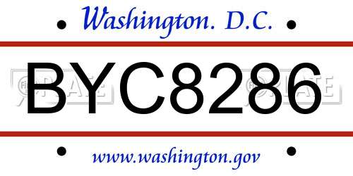 BYC8286 District Of Columbia License Plate