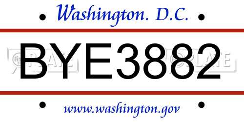 BYE3882 District Of Columbia License Plate