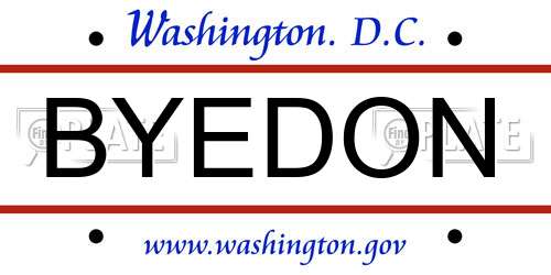 BYEDON District Of Columbia License Plate