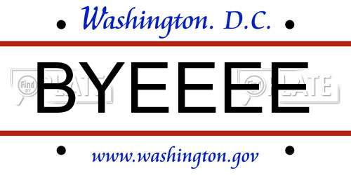 BYEEEE District Of Columbia License Plate
