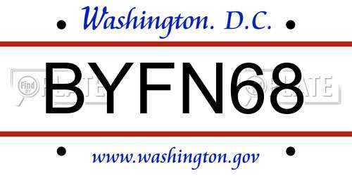 BYFN68 District Of Columbia License Plate