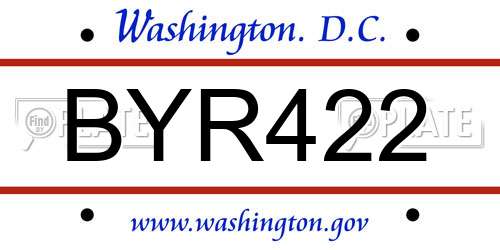 BYR422 District Of Columbia License Plate