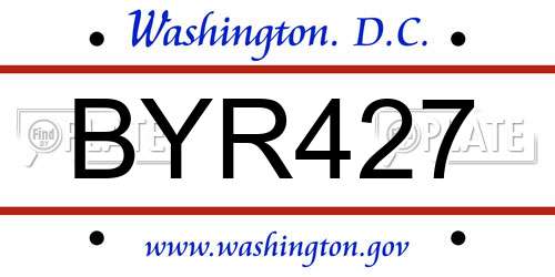 BYR427 District Of Columbia License Plate