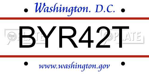 BYR42T District Of Columbia License Plate