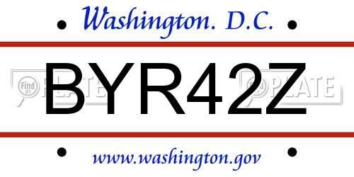 BYR42Z District Of Columbia License Plate