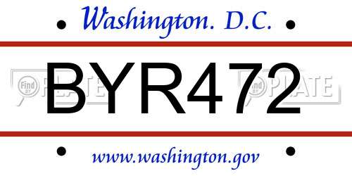 BYR472 District Of Columbia License Plate