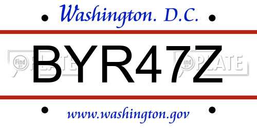 BYR47Z District Of Columbia License Plate