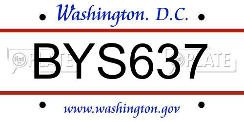 BYS637 District Of Columbia License Plate