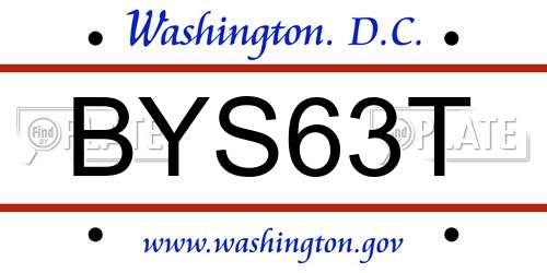 BYS63T District Of Columbia License Plate