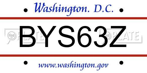 BYS63Z District Of Columbia License Plate