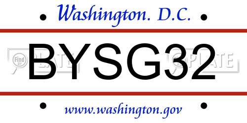 BYSG32 District Of Columbia License Plate
