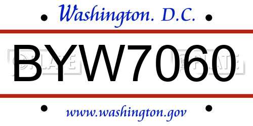 BYW7060 District Of Columbia License Plate