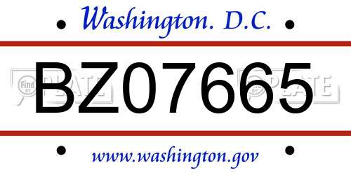 BZ07665 District Of Columbia License Plate
