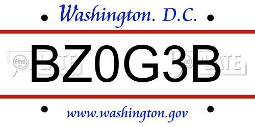 BZ0G3B District Of Columbia License Plate