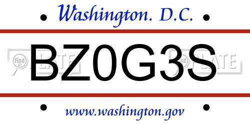BZ0G3S District Of Columbia License Plate