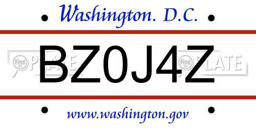 BZ0J4Z District Of Columbia License Plate