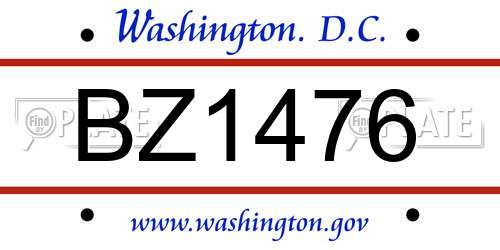 BZ1476 District Of Columbia License Plate