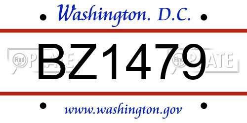 BZ1479 District Of Columbia License Plate