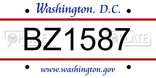 BZ1587 District Of Columbia License Plate