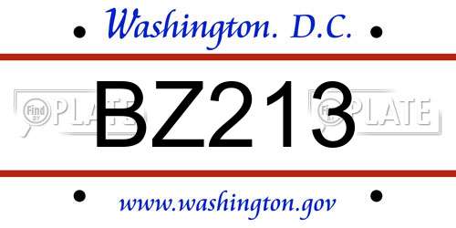 BZ213 District Of Columbia License Plate