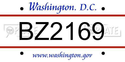 BZ2169 District Of Columbia License Plate