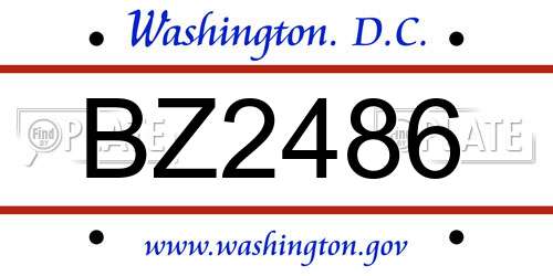BZ2486 District Of Columbia License Plate