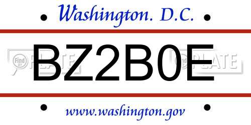 BZ2B0E District Of Columbia License Plate