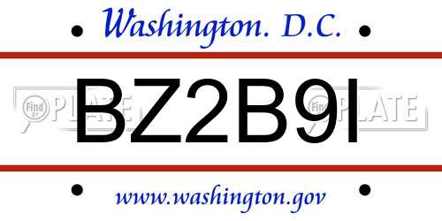 BZ2B9I District Of Columbia License Plate